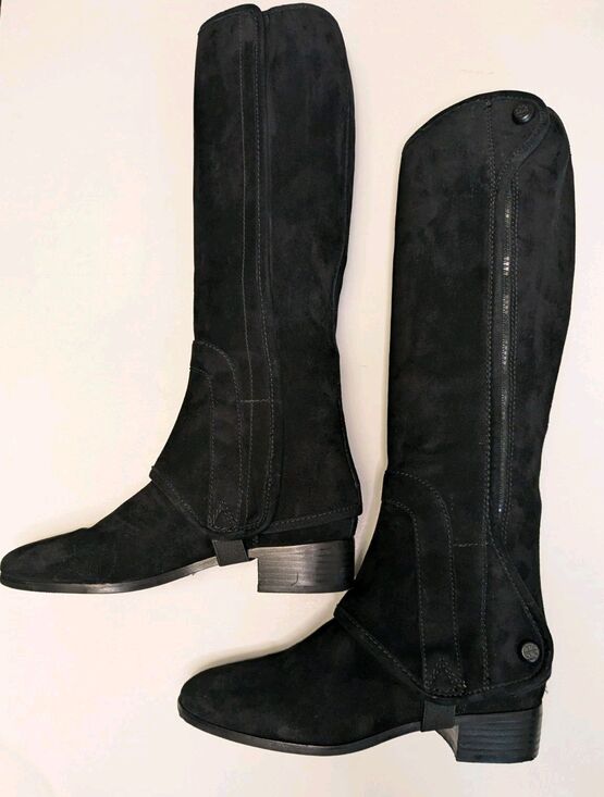 Tory Burch Shoes - Tory Burch Milburn Convertible Riding Boots Womens 7 Black Leather Suede Knee Hi